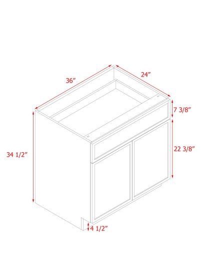White Box Gray Slim - 36"W Standard Base Cabinet 2-Doors 1-Drawer 1-Adjustable Shelf