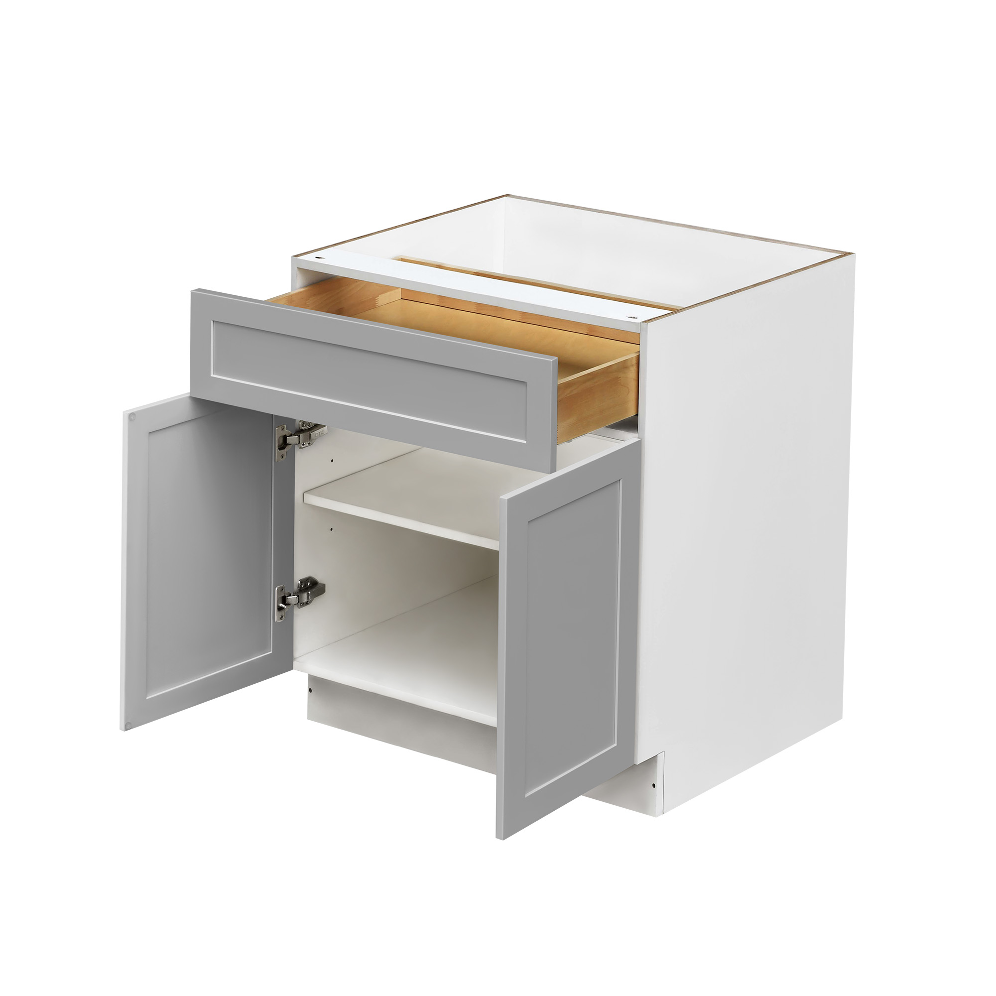 White Box Gray Shaker - 36"W Standard Base Cabinet 2-Doors 1-Drawer 1-Adjustable Shelf