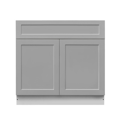 White Box Gray Shaker - 36"W Standard Base Cabinet 2-Doors 1-Drawer 1-Adjustable Shelf