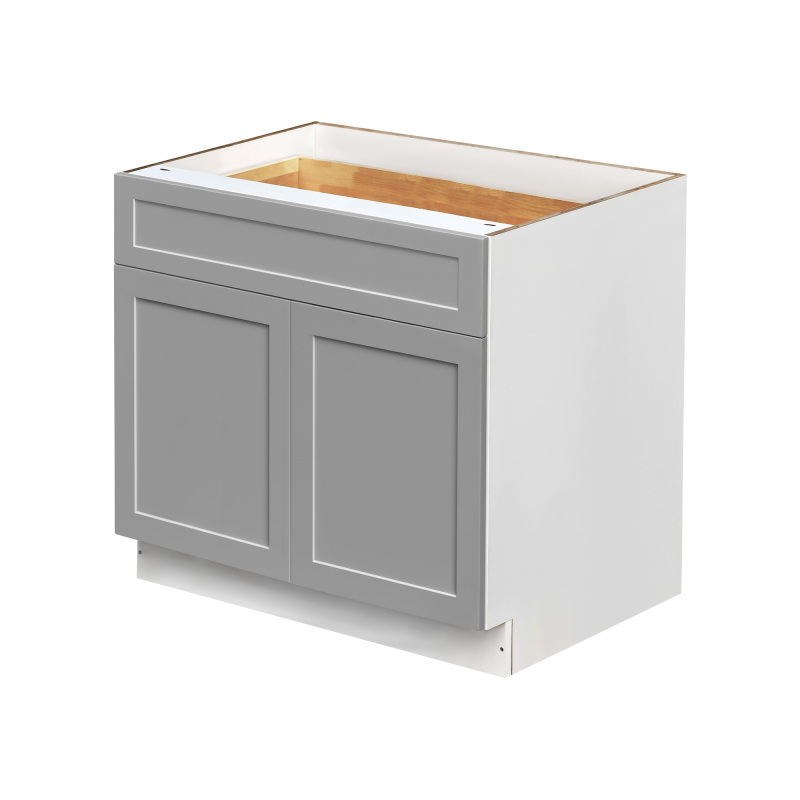 White Box Gray Shaker - 36"W Standard Base Cabinet 2-Doors 1-Drawer 1-Adjustable Shelf