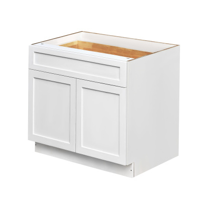 White Shaker - 36"W Standard Base Cabinet 2-Doors 1-Drawer 1-Adjustable Shelf