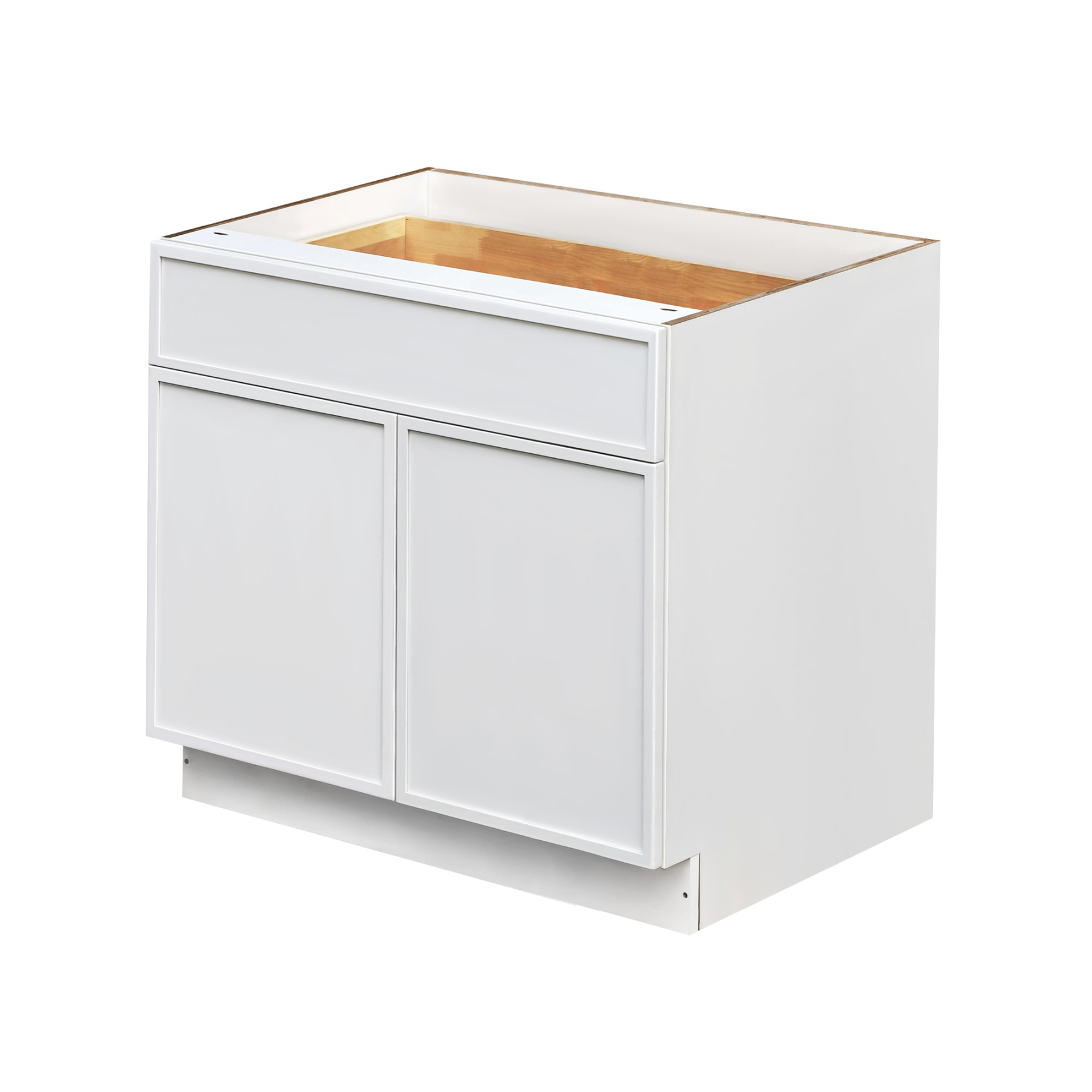 Slim White Shaker - 36"W Standard Base Cabinet 2-Doors 1-Drawer 1-Adjustable Shelf