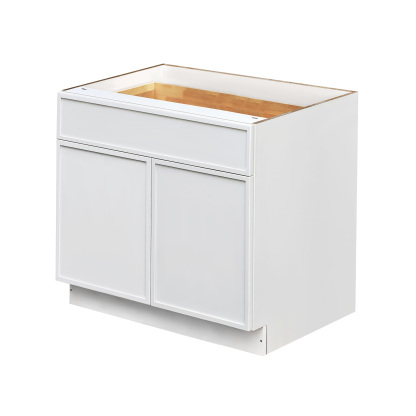 Slim White Shaker - 36"W Standard Base Cabinet 2-Doors 1-Drawer 1-Adjustable Shelf