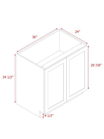 White Shaker - 36"W Full-Height Door Base Cabinet 2-Doors 1-Adjustable Shelf