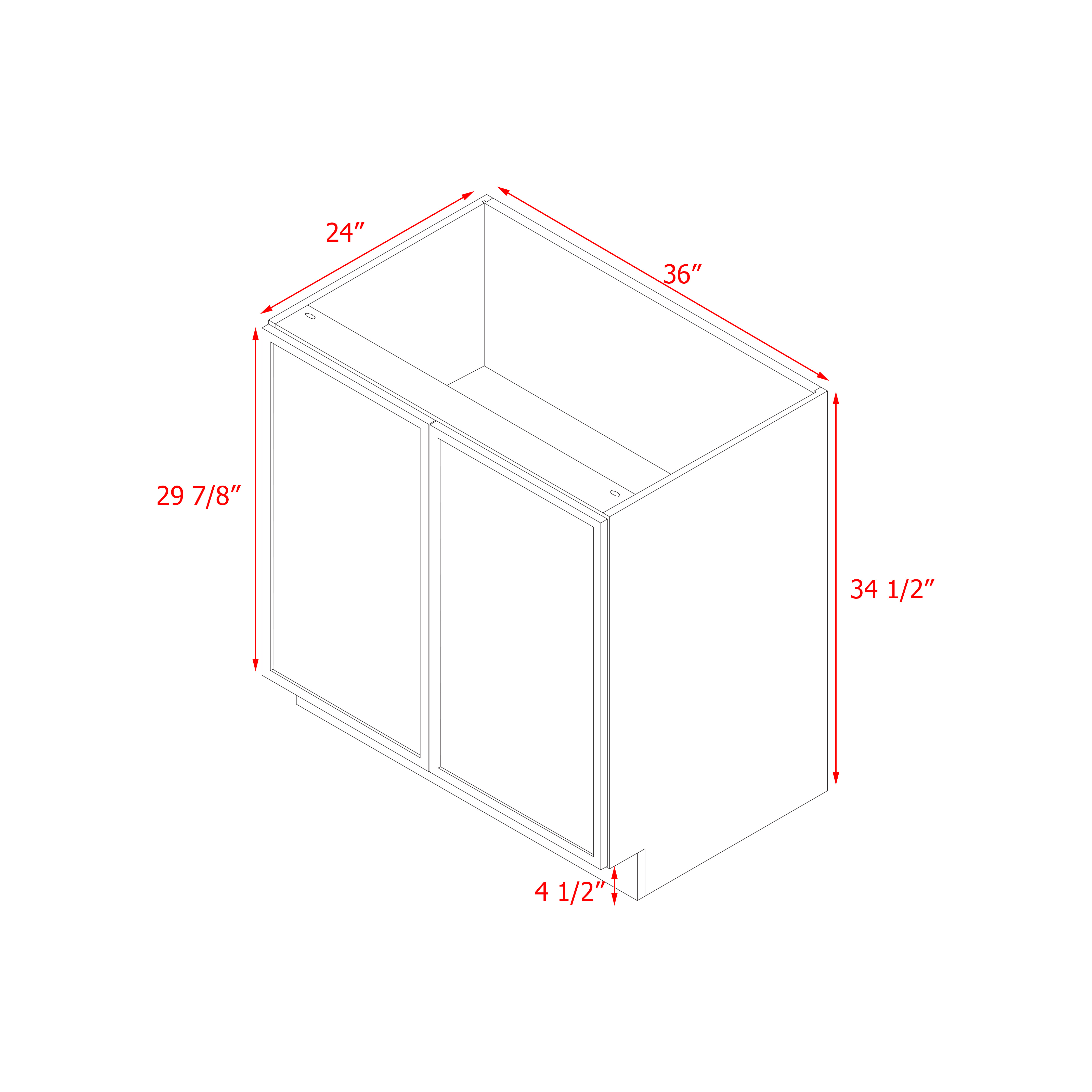 Shady Slim Gray Shaker - 36"W Base Cabinet