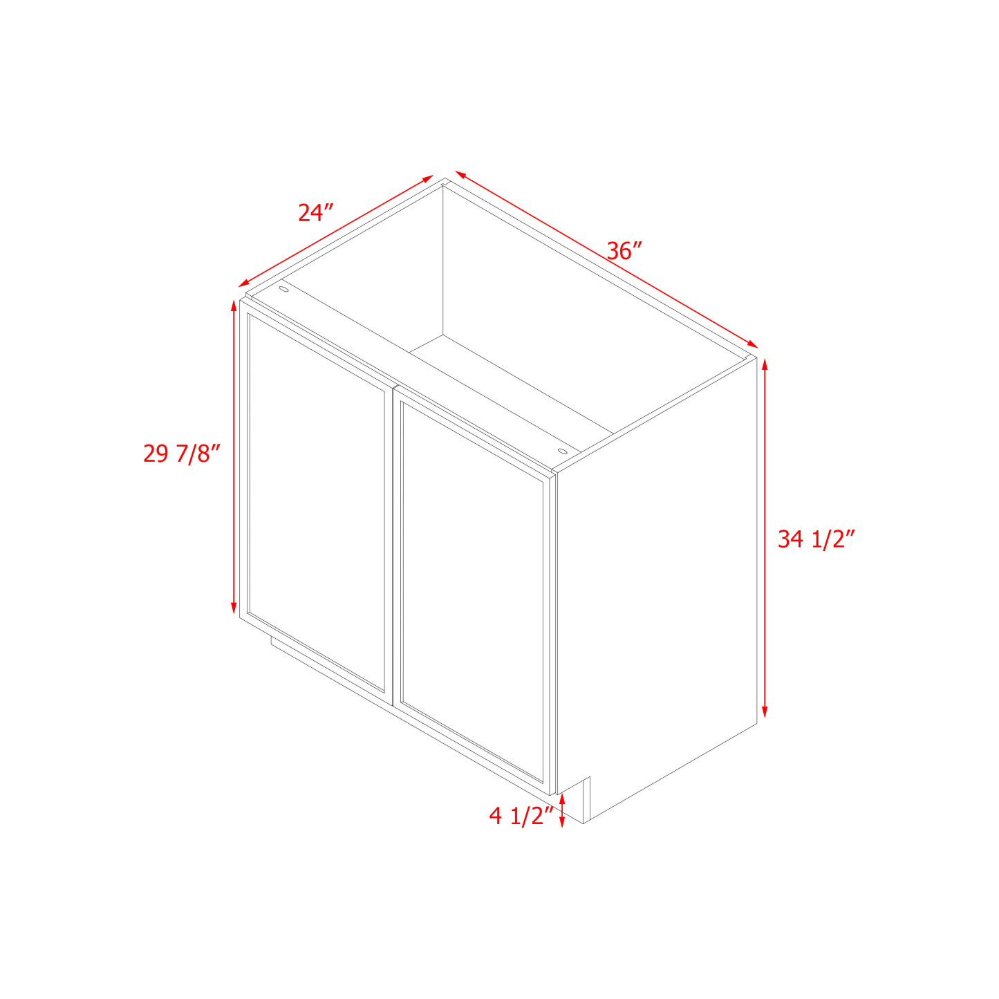 Shady Slim Gray Shaker - 36"W Base Cabinet