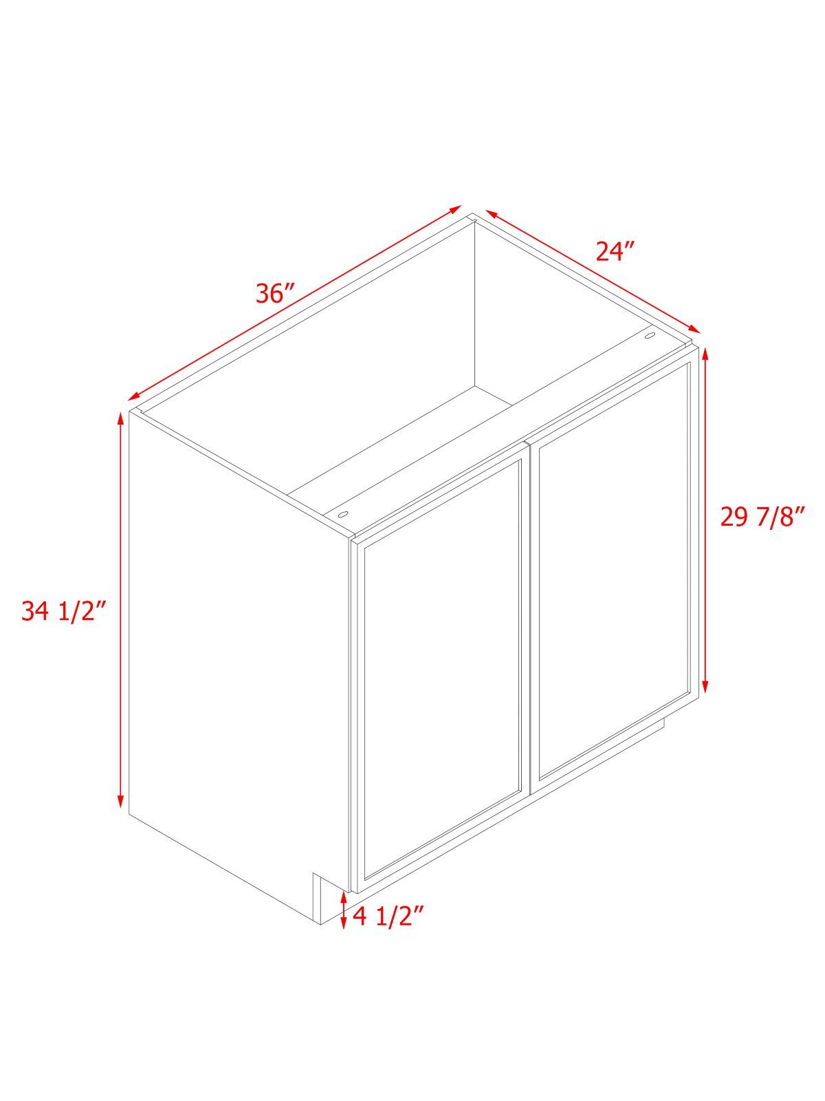 Slim White Shaker - 36"W Full-Height Door Base Cabinet 2-Doors 1-Adjustable Shelf