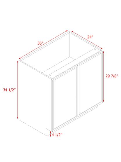 Slim White Shaker - 36"W Full-Height Door Base Cabinet 2-Doors 1-Adjustable Shelf