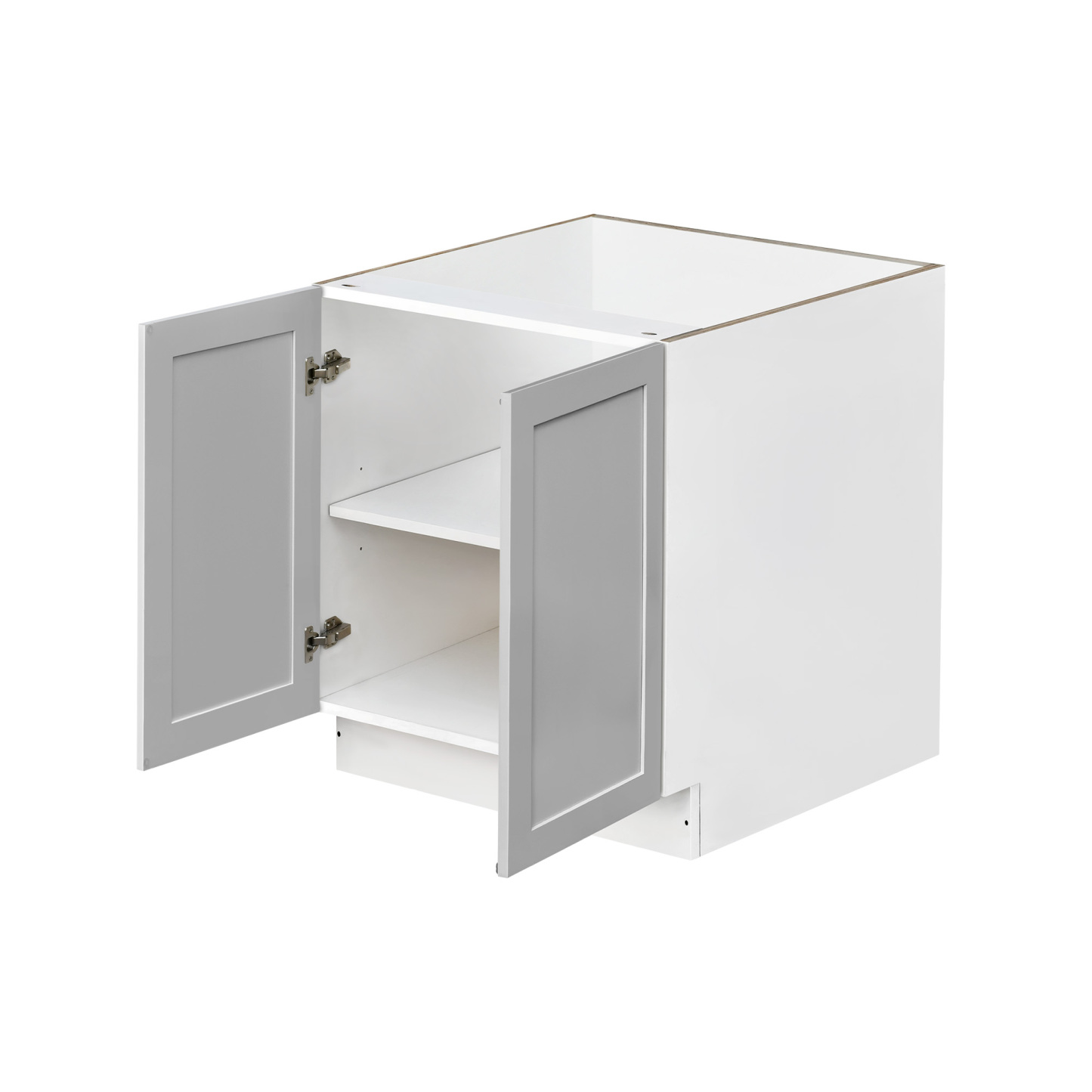 White Box Gray Shaker - 36"W Full-Height Door Base Cabinet 2-Doors 1-Adjustable Shelf