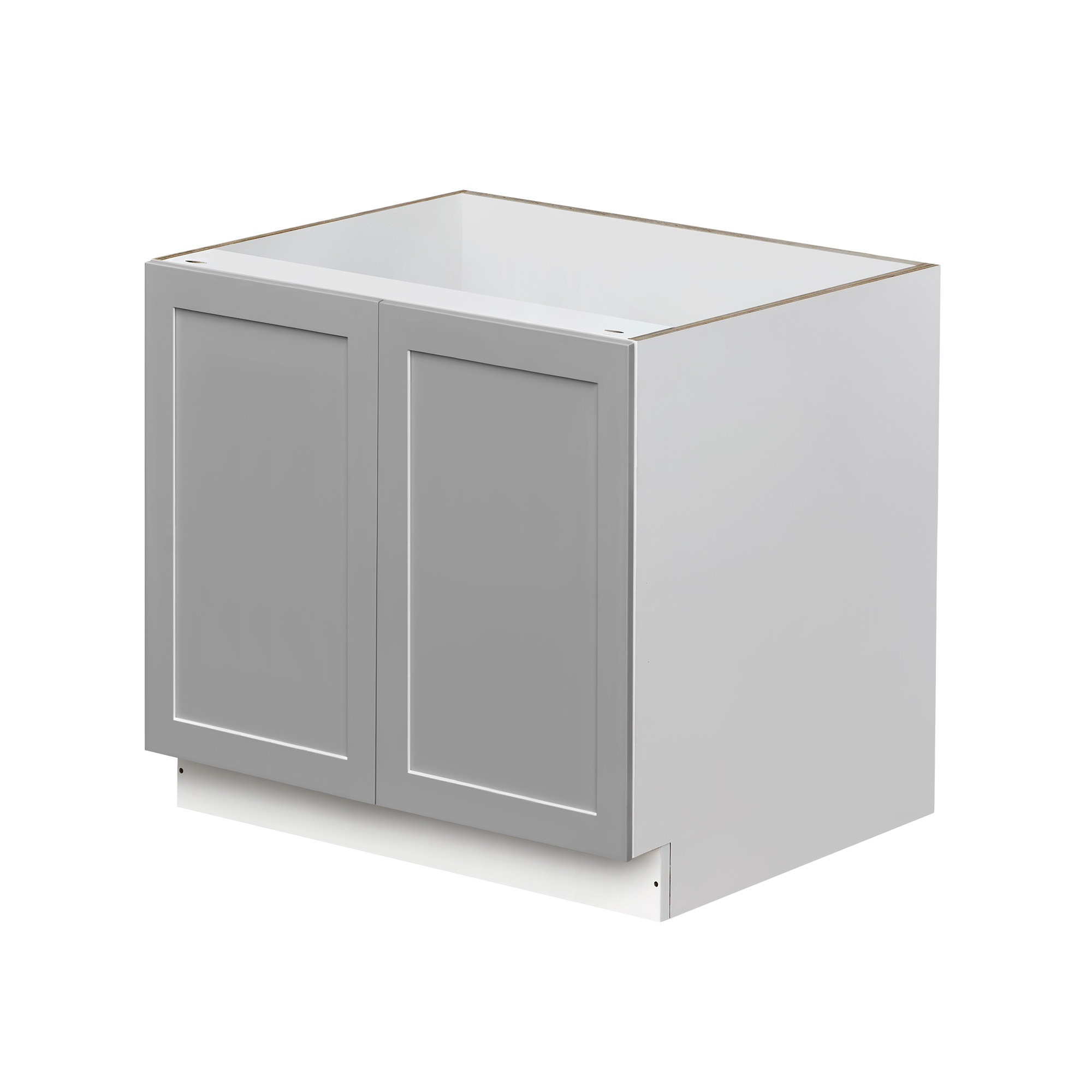 White Box Gray Shaker - 36"W Full-Height Door Base Cabinet 2-Doors 1-Adjustable Shelf