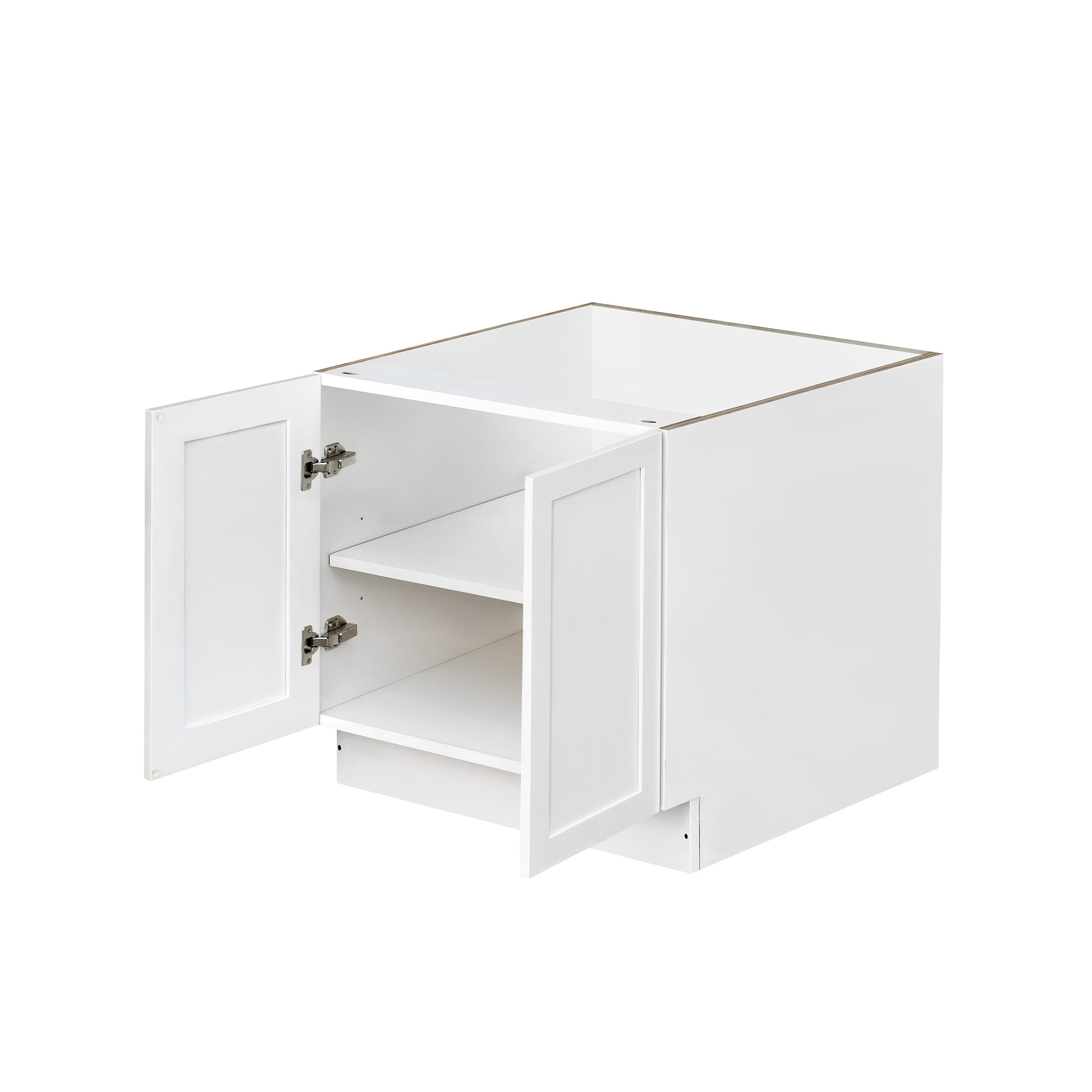 White Shaker - 36"W Full-Height Door Base Cabinet 2-Doors 1-Adjustable Shelf