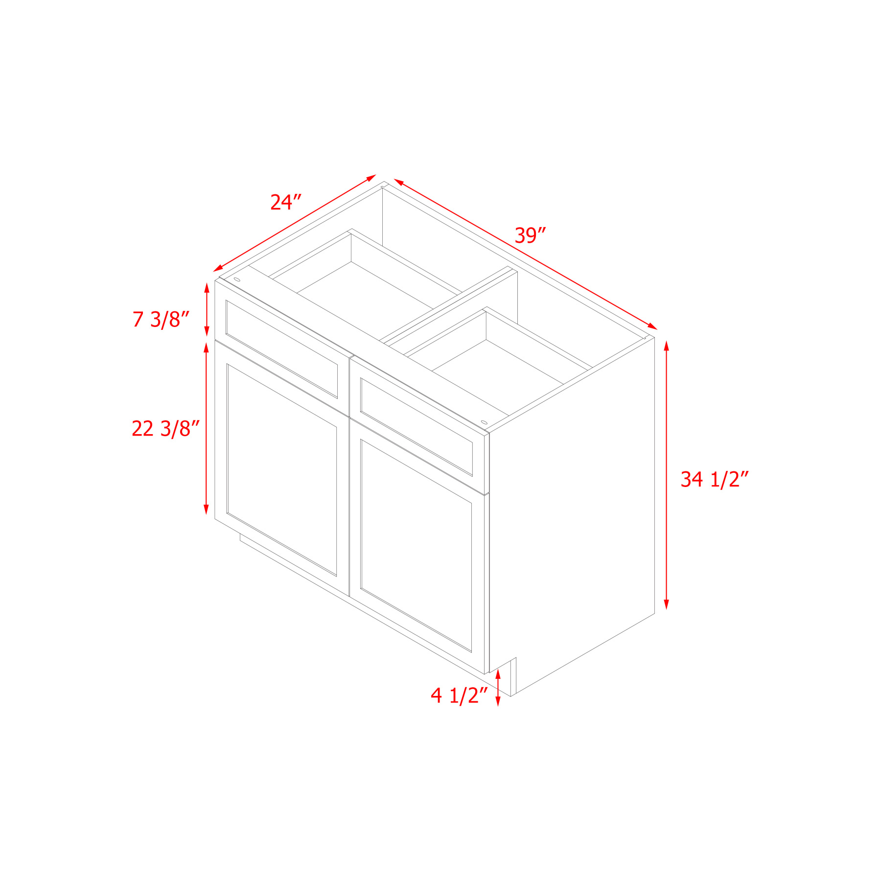 Mallorca White Shaker - 39"W Standard Base Cabinet