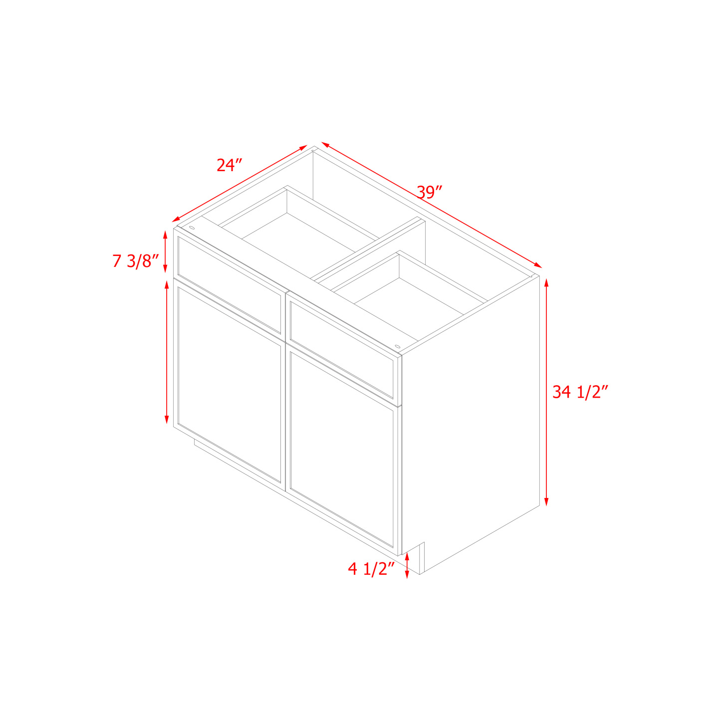 Shady Slim White Shaker - 39"W Base Cabinet