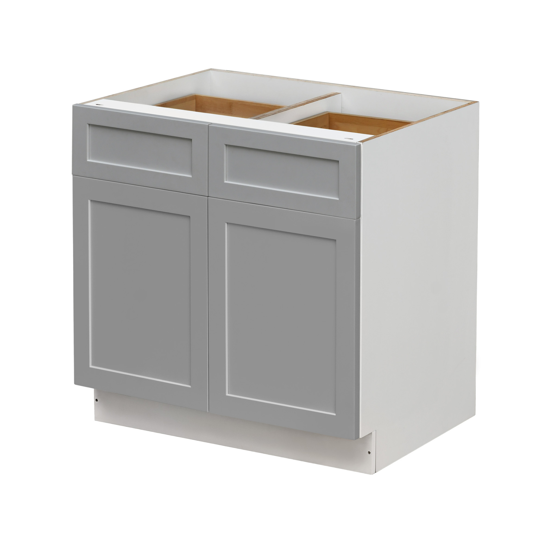 White Box Gray Shaker - 39"W Standard Base Cabinet 2-Doors 2-Drawers 1-Adjustable Shelf