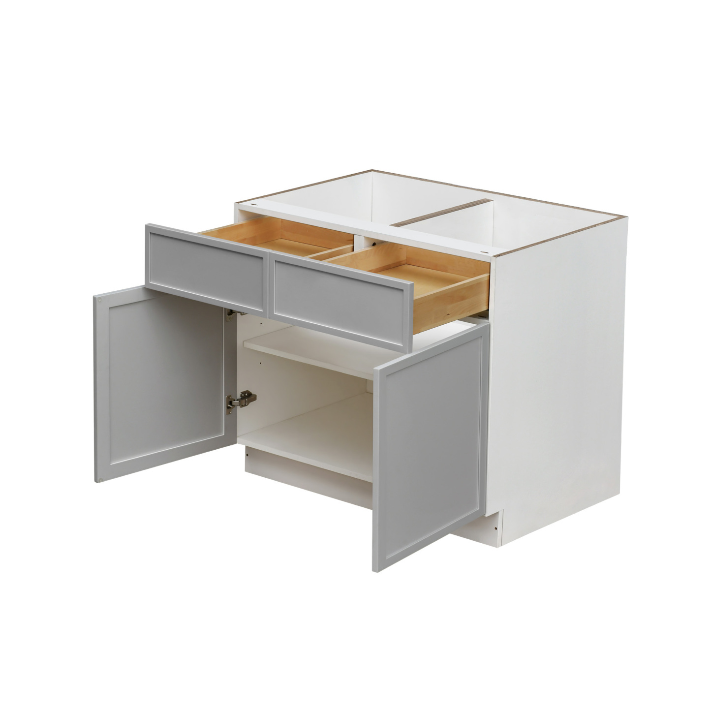 White Box Gray Slim - 39"W Standard Base Cabinet 2-Doors 2-Drawers 1-Adjustable Shelf