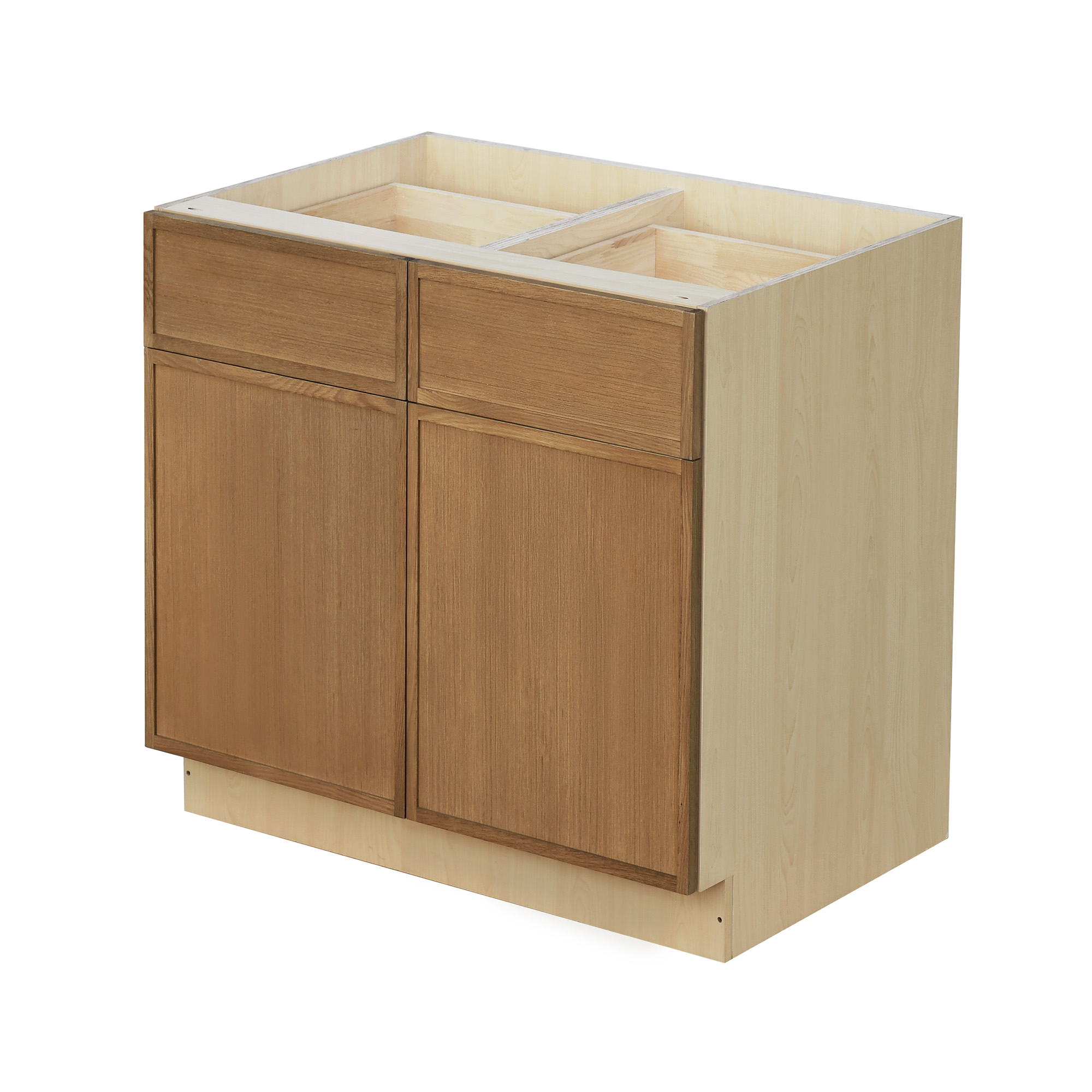 Shady Slim Oak - 39"W Standard Base Cabinet 2-Doors 2-Drawers 1-Adjustable Shelf