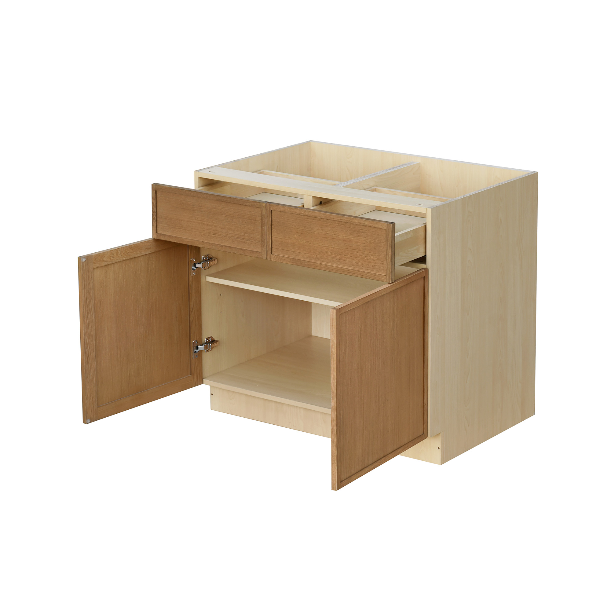 Shady Slim Oak - 39"W Standard Base Cabinet 2-Doors 2-Drawers 1-Adjustable Shelf