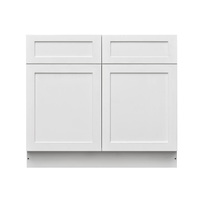 White Shaker - 39"W Standard Base Cabinet 2-Doors 2-Drawers 1-Adjustable Shelf