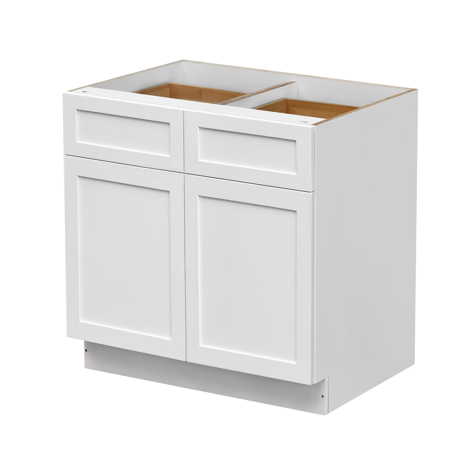 White Shaker - 39"W Standard Base Cabinet 2-Doors 2-Drawers 1-Adjustable Shelf