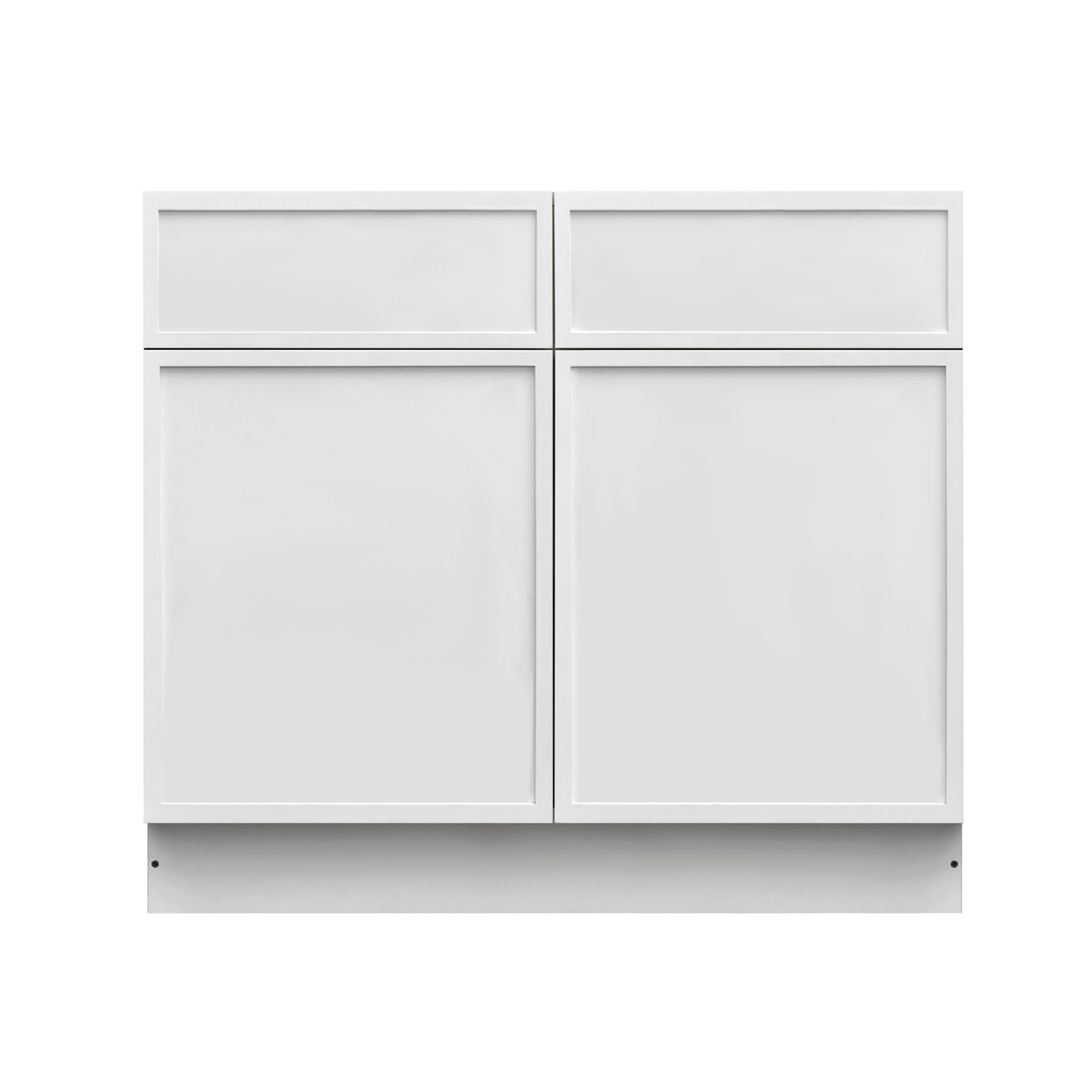 Slim White Shaker - 39"W Standard Base Cabinet 2-Doors 2-Drawers 1-Adjustable Shelf