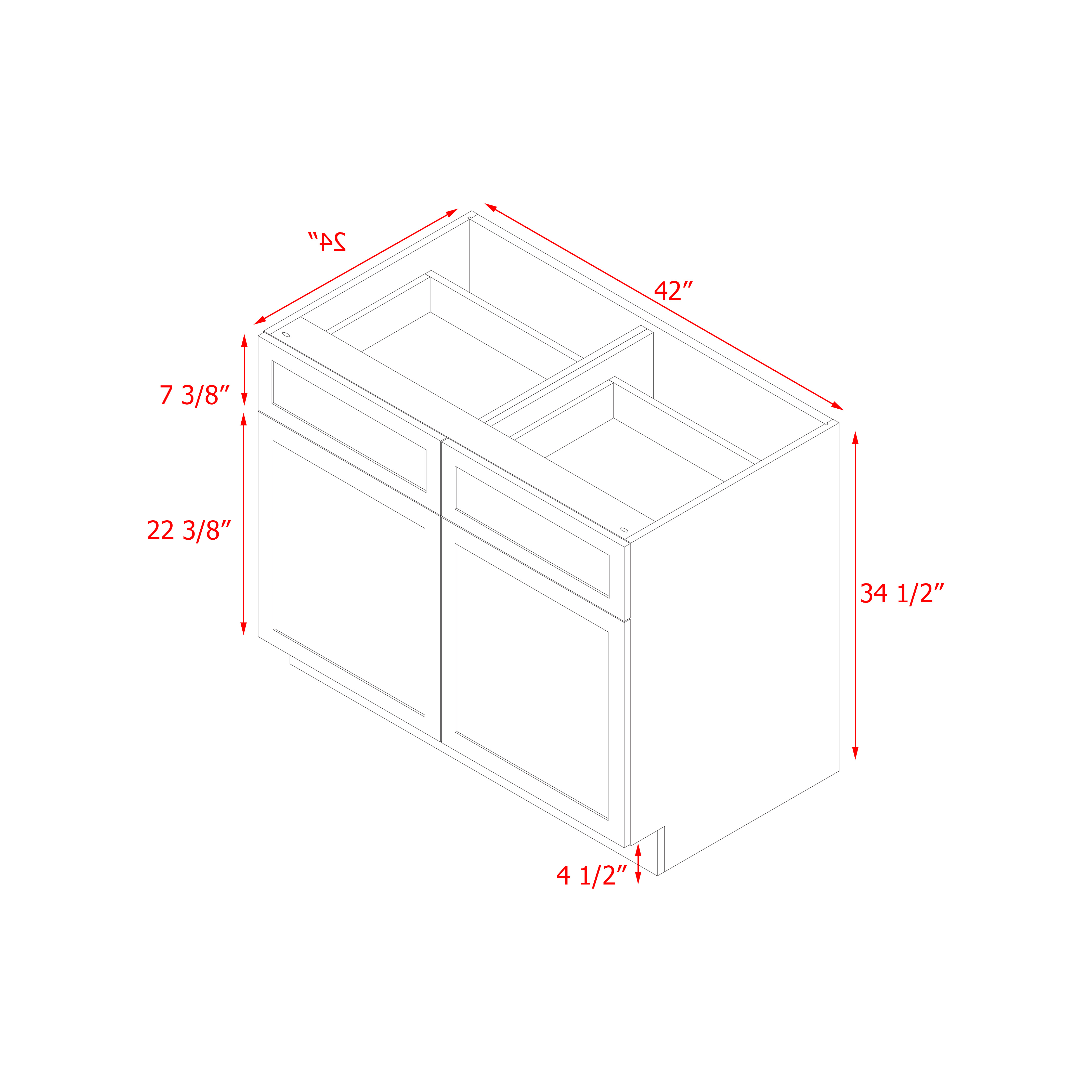 Mallorca White Shaker - 42"W Standard Base Cabinet