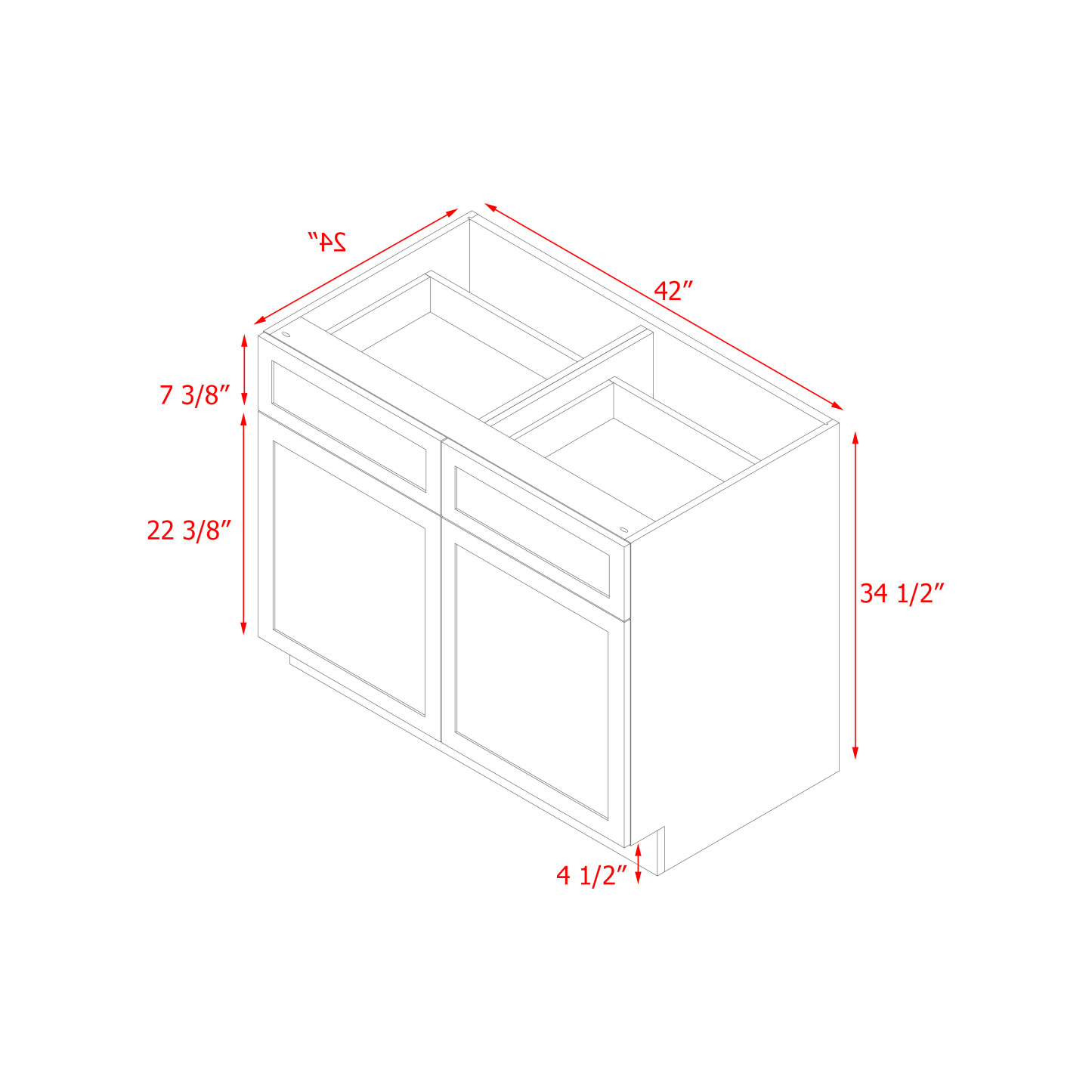 Mallorca White Shaker - 42"W Standard Base Cabinet