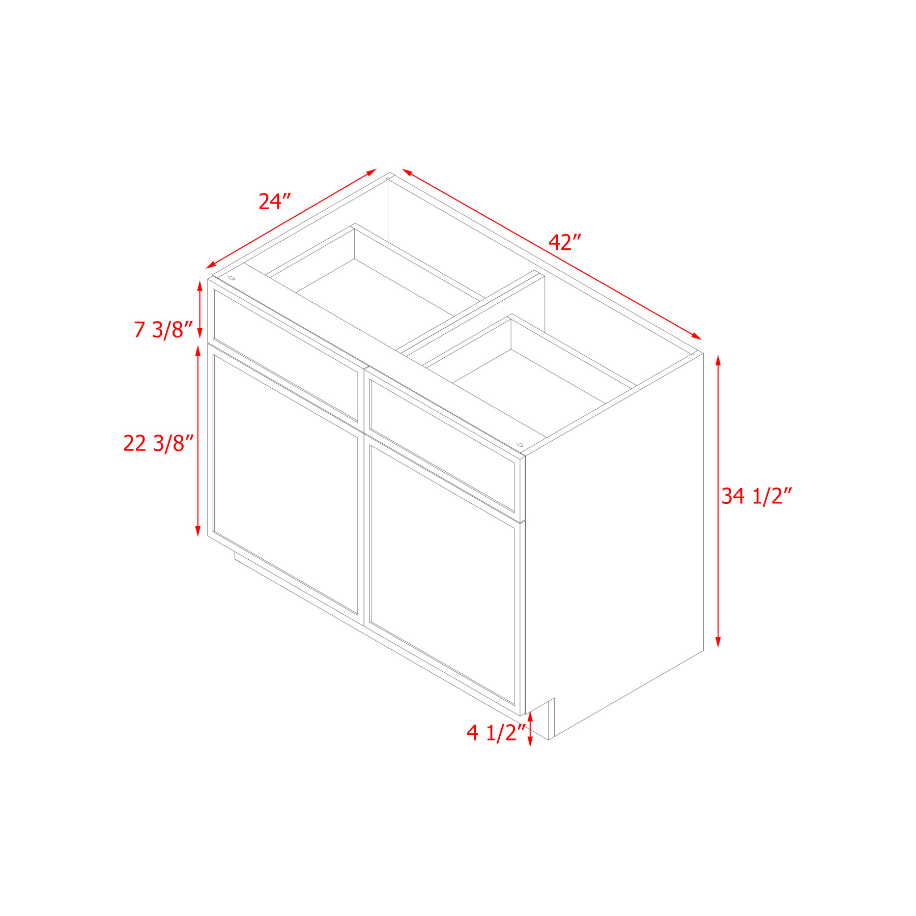 Shady Slim White Shaker - 42"W Base Cabinet