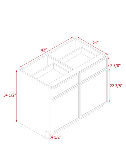 White Box Gray Slim - 42"W Standard Base Cabinet 2-Doors 2-Drawers 1-Adjustable Shelf