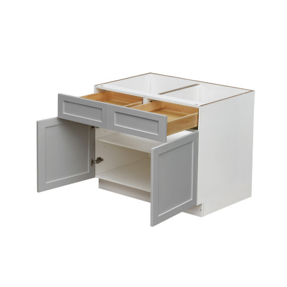 White Box Gray Shaker - 42"W Standard Base Cabinet 2-Doors 2-Drawers 1-Adjustable Shelf