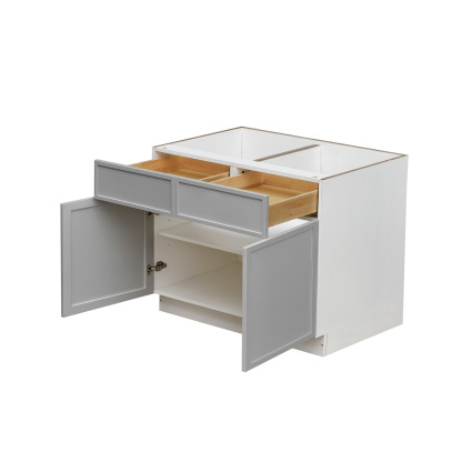 White Box Gray Slim - 42"W Standard Base Cabinet 2-Doors 2-Drawers 1-Adjustable Shelf