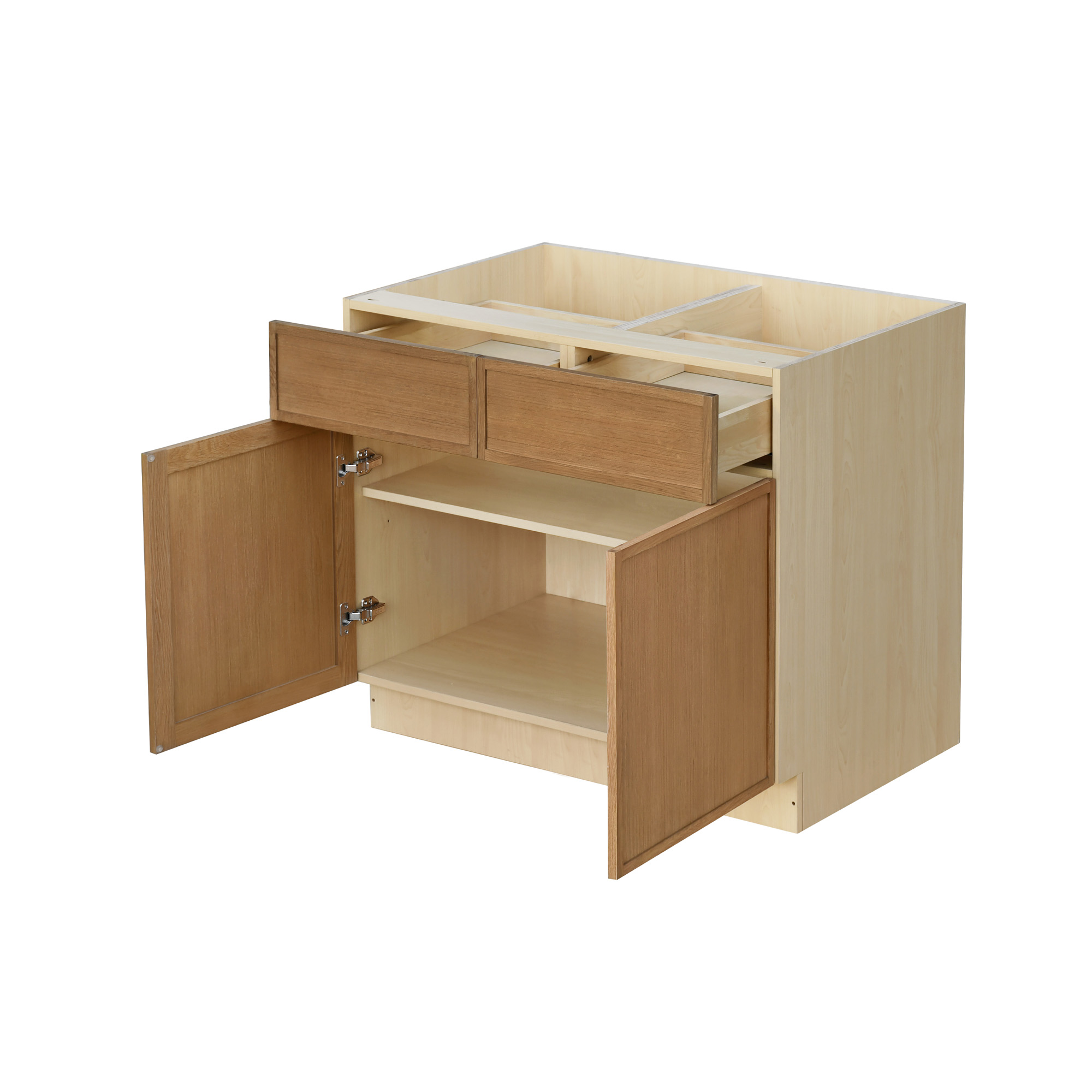 Shady Slim Oak - 42"W Standard Base Cabinet 2-Doors 2-Drawers 1-Adjustable Shelf