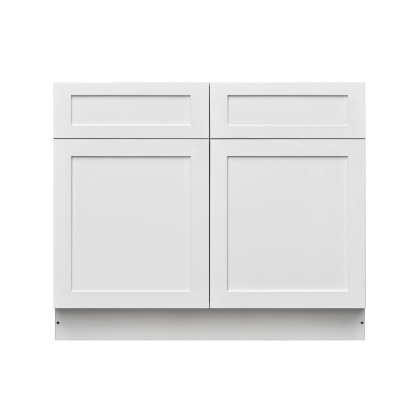 White Shaker - 42"W Standard Base Cabinet 2-Doors 2-Drawers 1-Adjustable Shelf