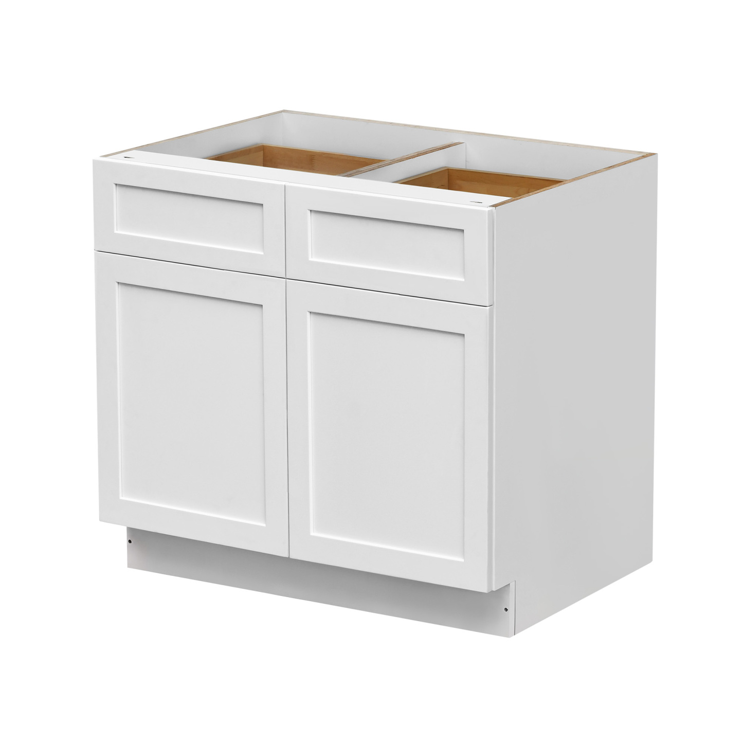 White Shaker - 42"W Standard Base Cabinet 2-Doors 2-Drawers 1-Adjustable Shelf