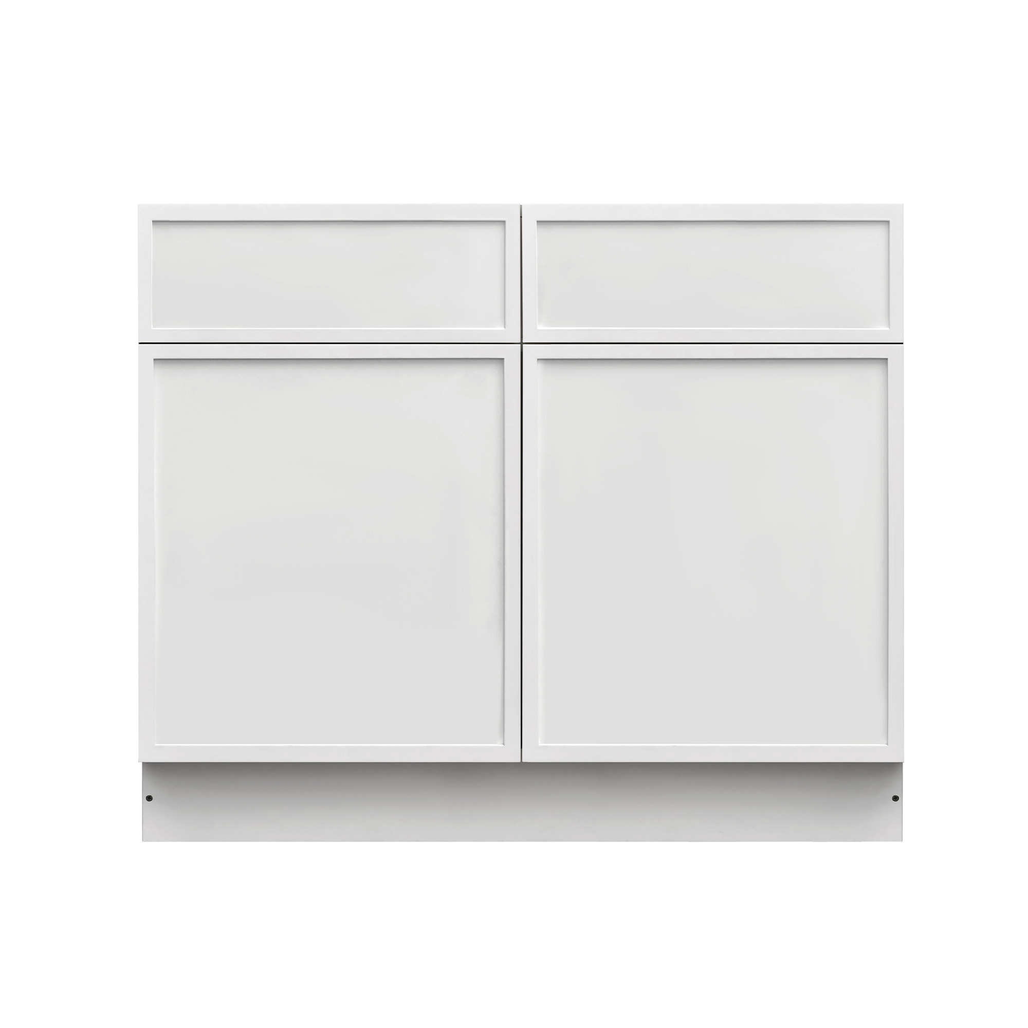 Slim White Shaker - 42"W Standard Base Cabinet 2-Doors 2-Drawers 1-Adjustable Shelf