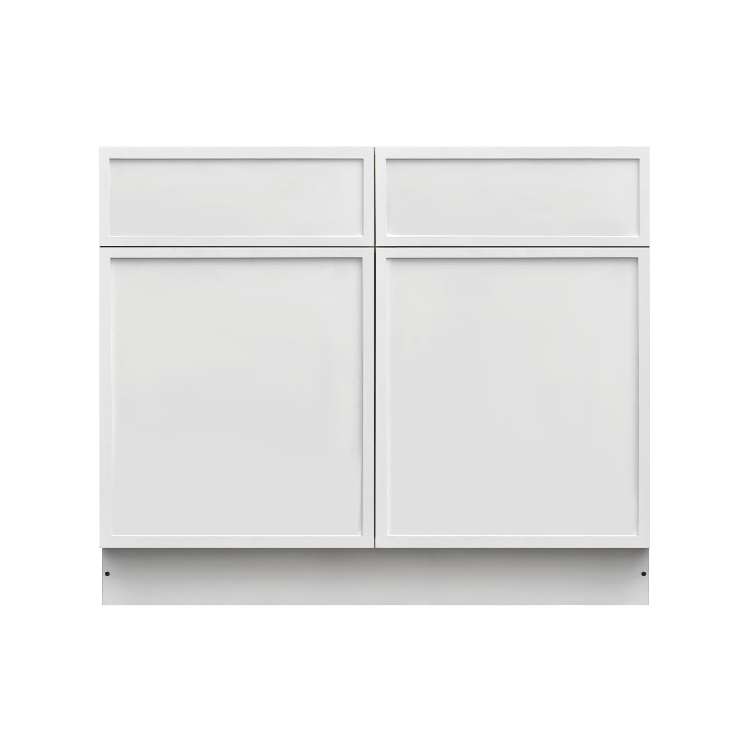 Slim White Shaker - 42"W Standard Base Cabinet 2-Doors 2-Drawers 1-Adjustable Shelf