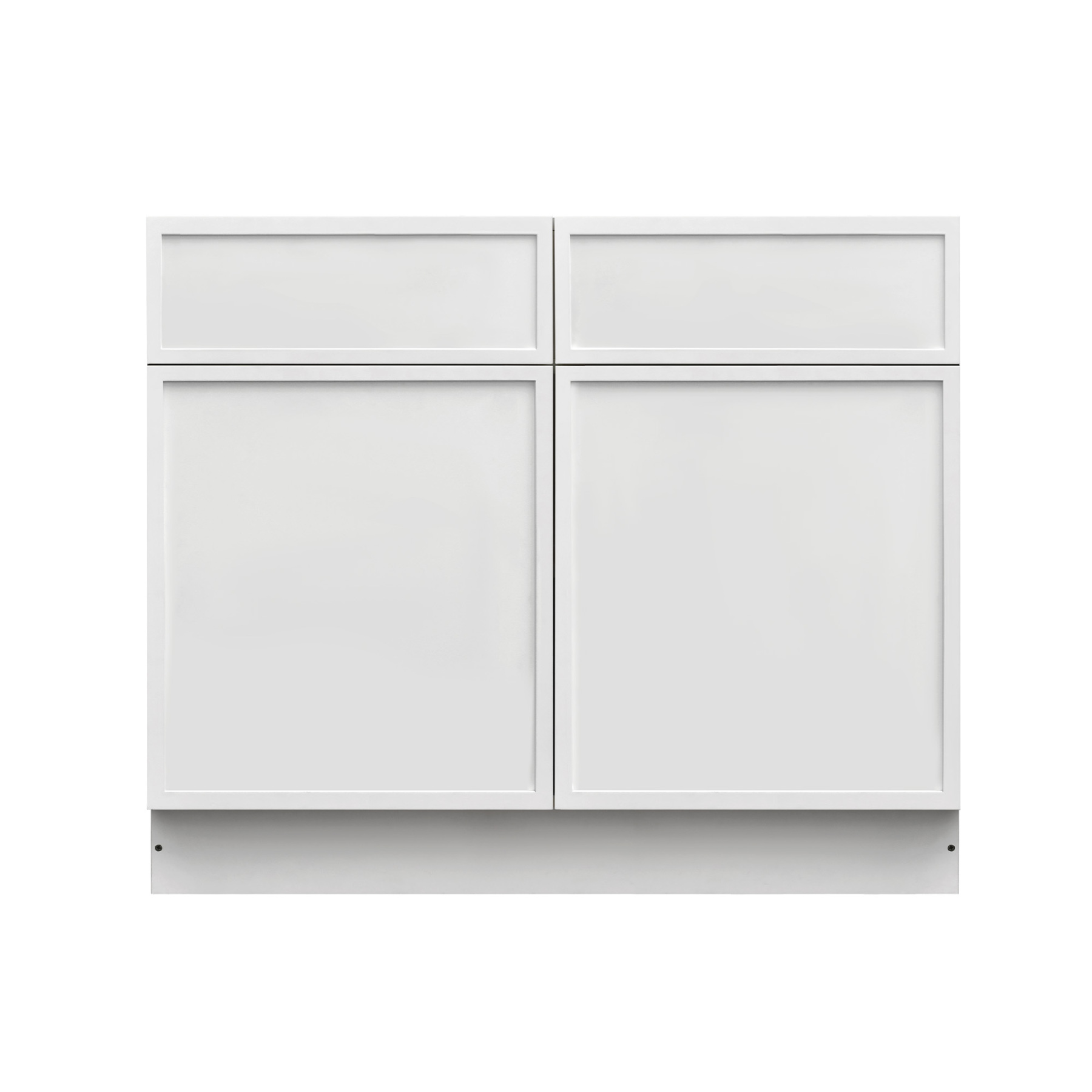 Slim White Shaker - 42"W Standard Base Cabinet 2-Doors 2-Drawers 1-Adjustable Shelf