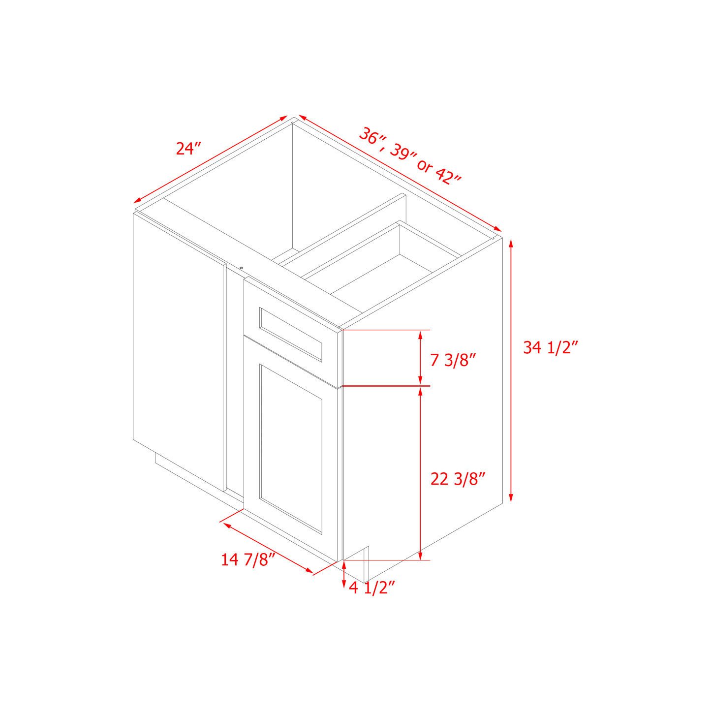 Mallorca Dolphin Gray Shaker - 42"W Base Cabinet