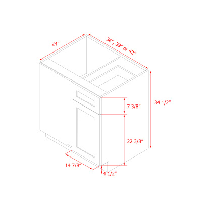 Mallorca Dolphin Gray Shaker - 42"W Base Cabinet