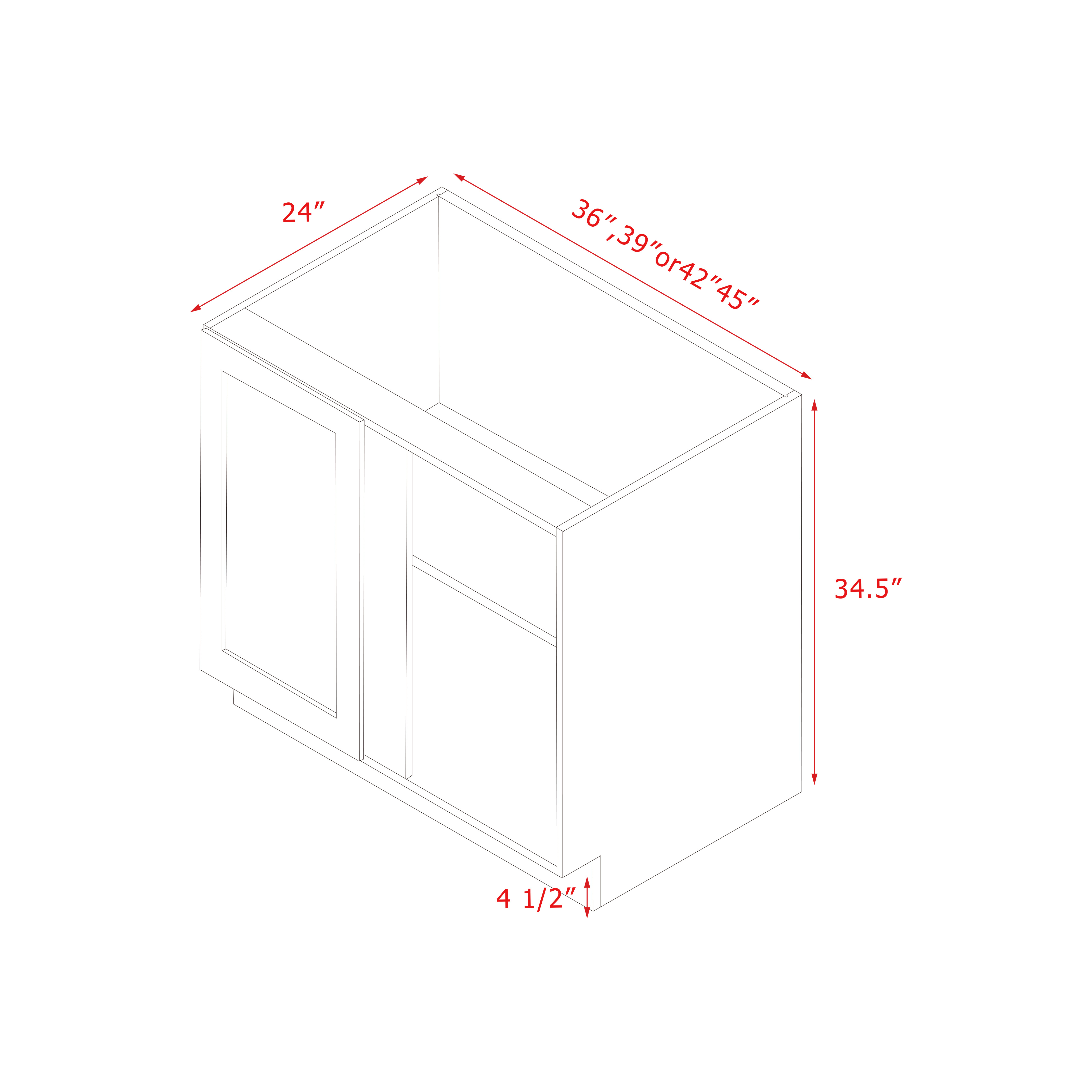 Mallorca Dolphin Gray Shaker - 42"W Base Cabinet