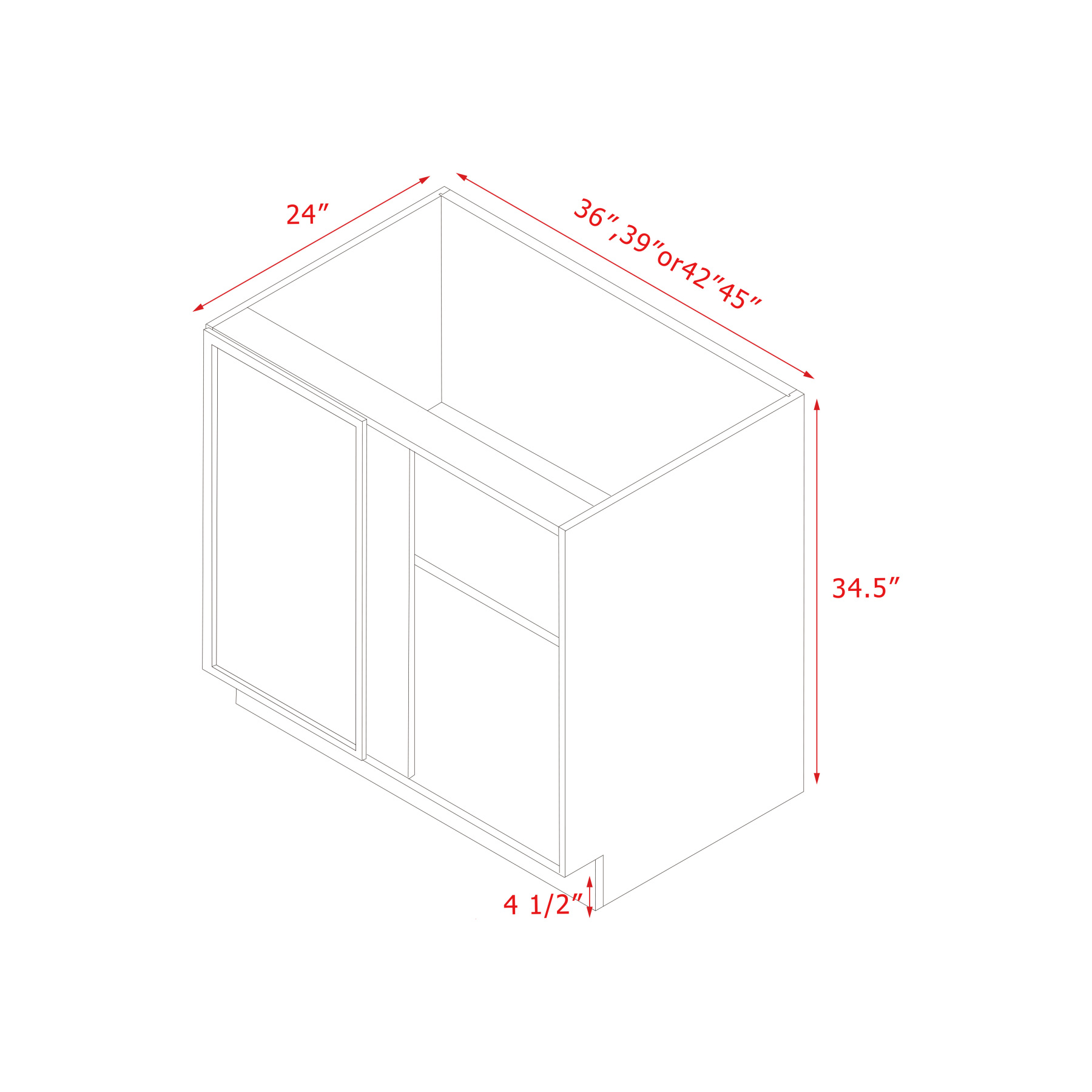 Shady Slim White Shaker - 39"W Base Cabinet