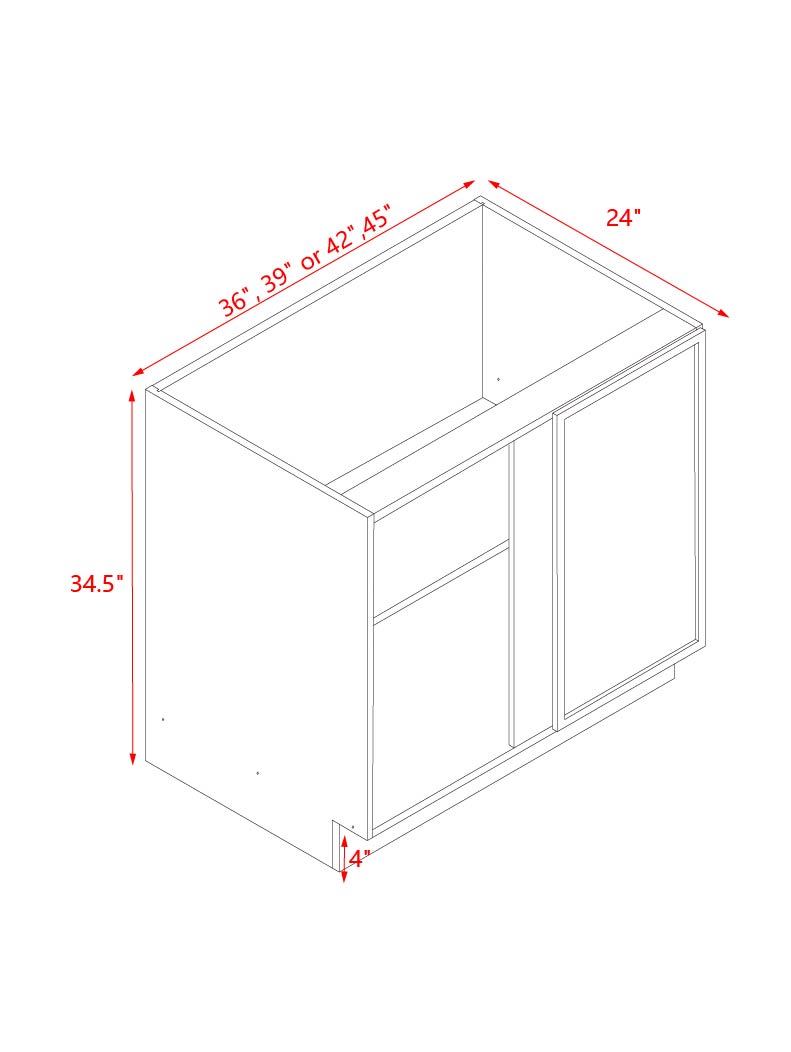 White Box Gray Slim - 42"W Blind Corner Base Cabinet 1-Door 1-Adjustable Shelf