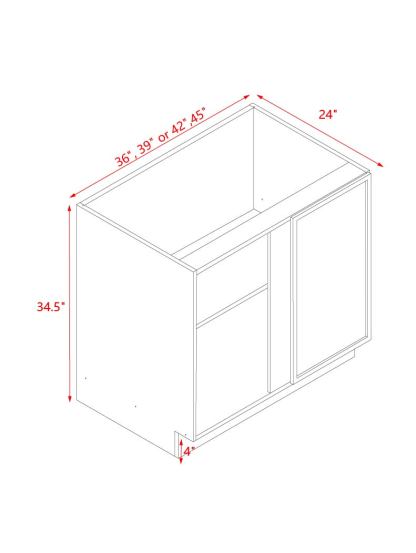 White Box Gray Slim - 42"W Blind Corner Base Cabinet 1-Door 1-Adjustable Shelf