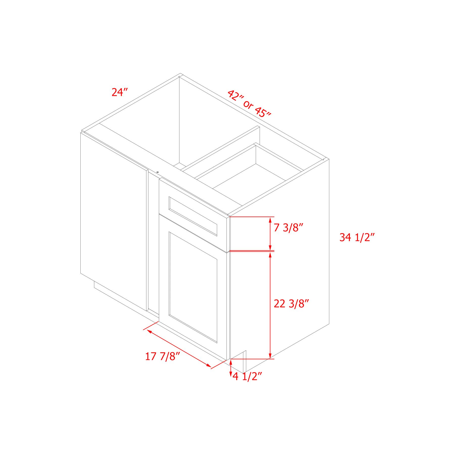 Mallorca Dolphin Gray Shaker - 45"W Base Cabinet