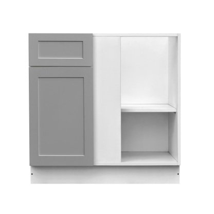 White Box Gray Shaker - 42"W Blind Corner Base Cabinet 1-Door 1-Drawer 1-Adjustable Shelf