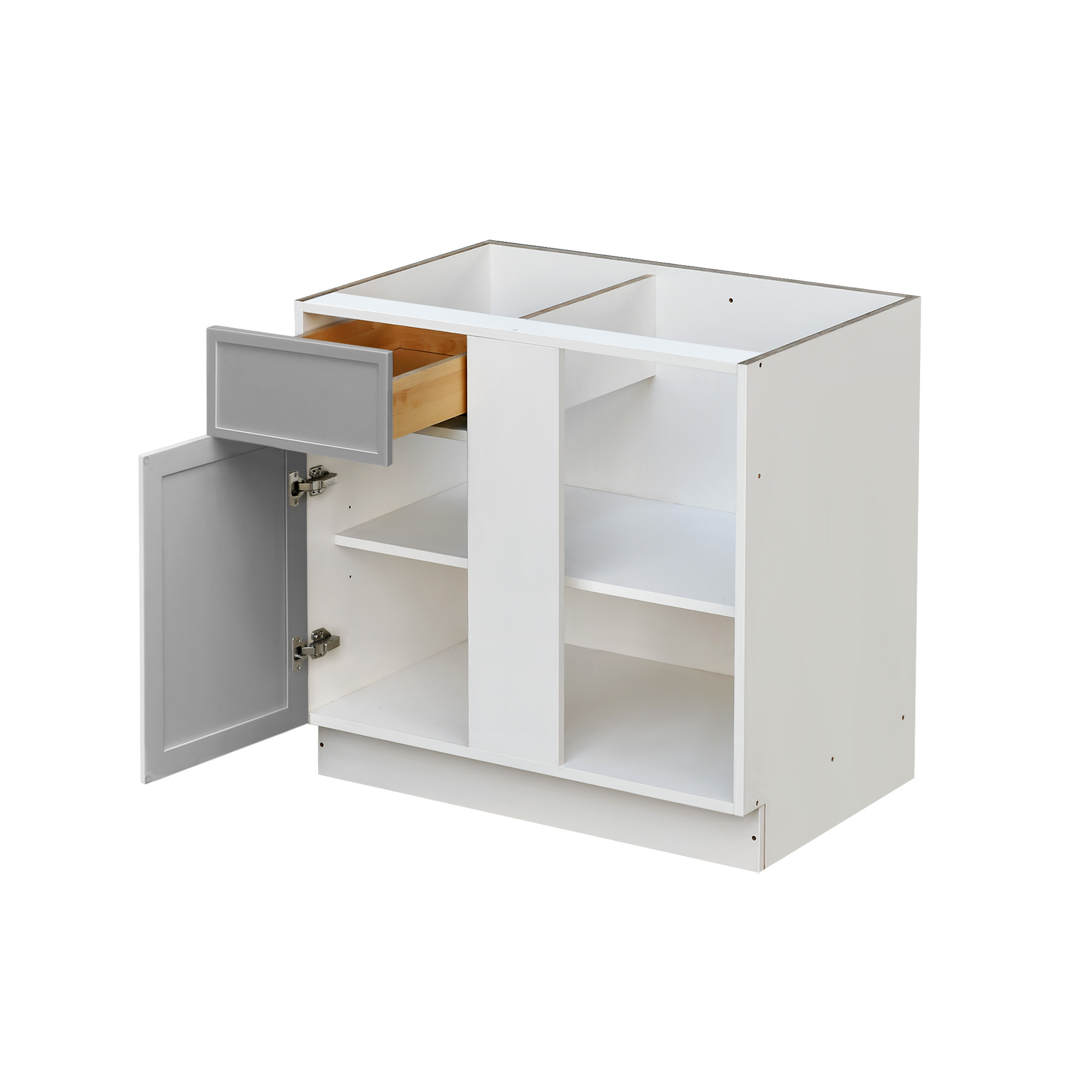 White Box Gray Slim - 42"W Blind Corner Base Cabinet 1-Door 1-Drawer 1-Adjustable Shelf