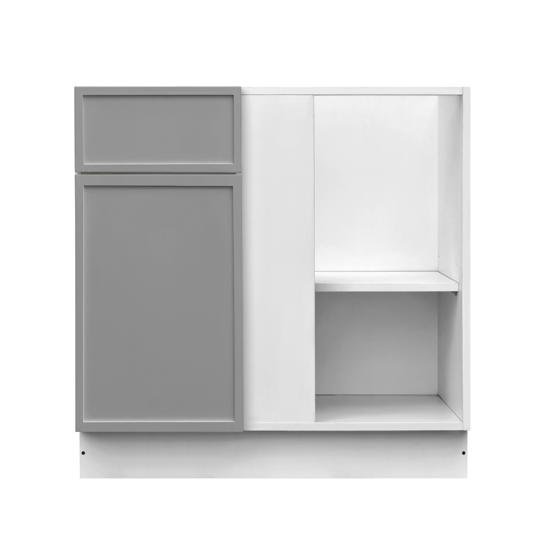 White Box Gray Slim - 42"W Blind Corner Base Cabinet 1-Door 1-Drawer 1-Adjustable Shelf