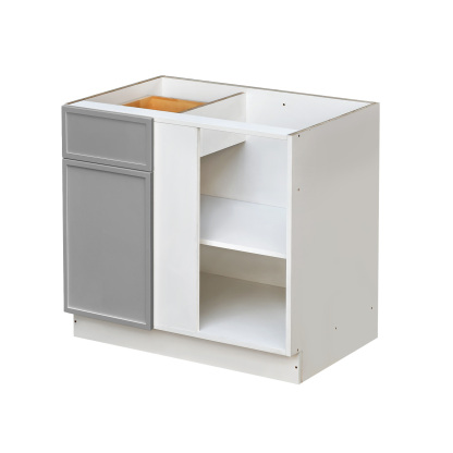 White Box Gray Slim - 42"W Blind Corner Base Cabinet 1-Door 1-Drawer 1-Adjustable Shelf