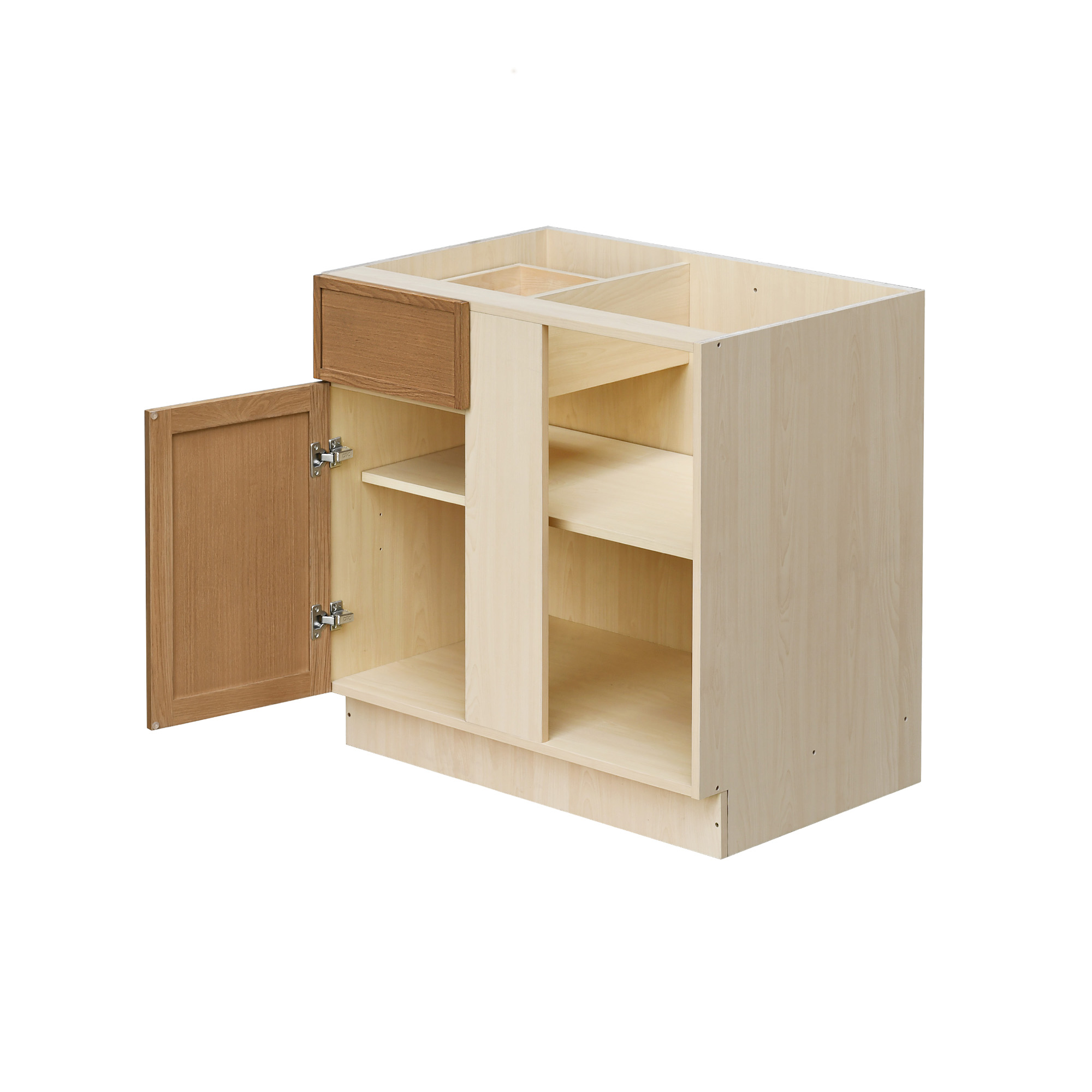 Shady Slim Oak - 42"W Blind Corner Base Cabinet 1-Door 1-Drawer 1-Adjustable Shelf