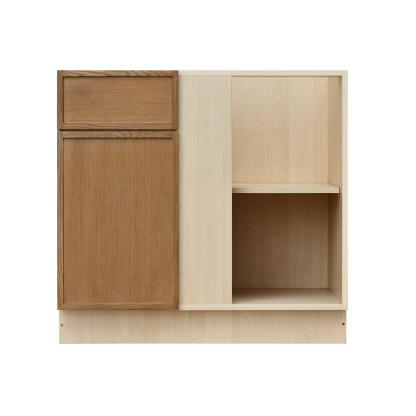 Natural Box Oak Slim - 42"W Blind Corner Base Cabinet 1-Door 1-Drawer 1-Adjustable Shelf