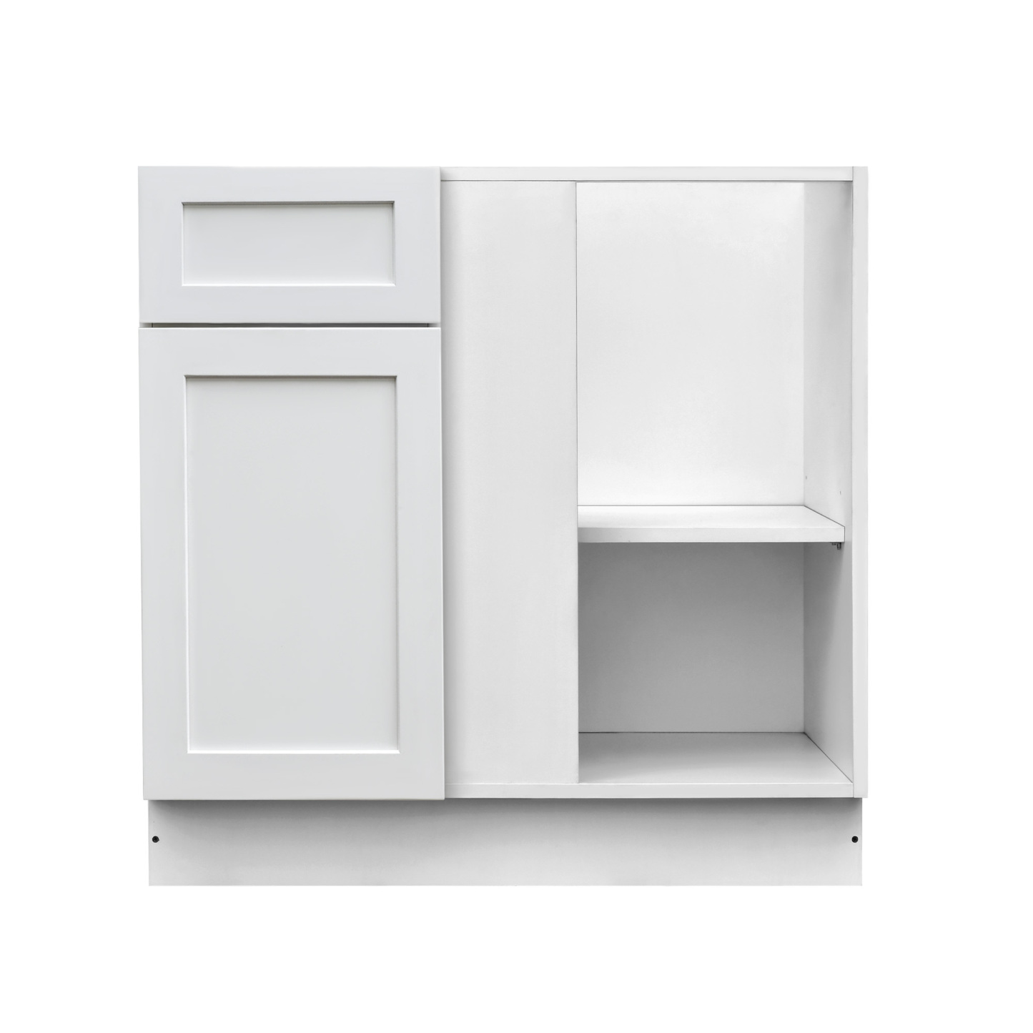 White Shaker - 42"W Blind Corner Base Cabinet 1-Door 1-Drawer 1-Adjustable Shelf